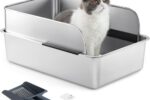 Edelstahl Katzenklo mit Hohem Rand, Geruchsfrei,