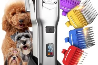 Oneisall Leise Hundeschermaschine mit Metall-Führungskamm, Schermaschine