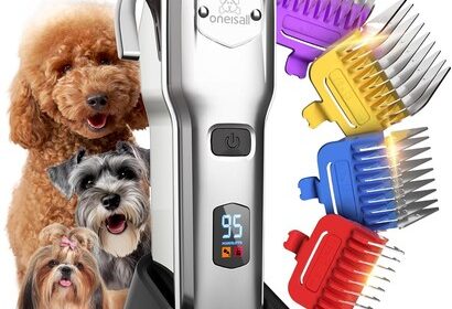 Oneisall Leise Hundeschermaschine mit Metall-Führungskamm, Schermaschine