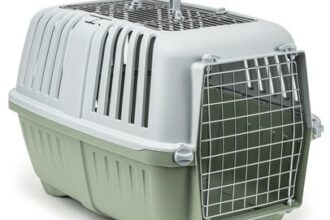 Hundetransportbox aus Kunststoff mit Metallgitter, 58,5x35,5x40
