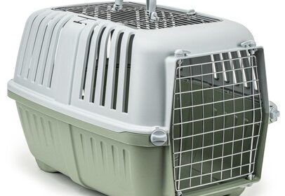 Hundetransportbox aus Kunststoff mit Metallgitter, 58,5x35,5x40