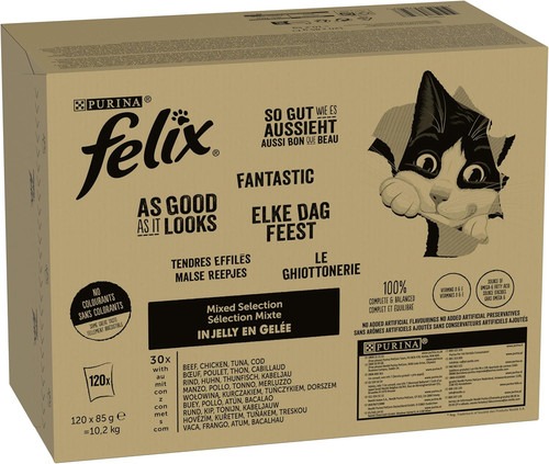 Felix Katzenfutter Nass in Gelee, Sorten-Mix,
