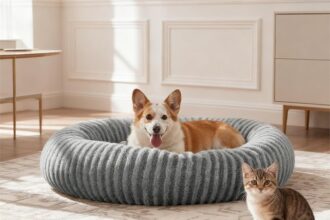 Katzenbett für Katzen, Flauschig Donut Hundebett