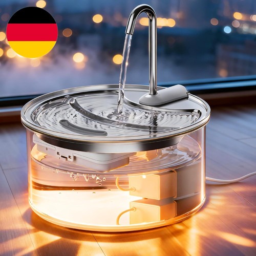 Tomxcute Katzenbrunnen Glas 2,5L – Trinkbrunnen
