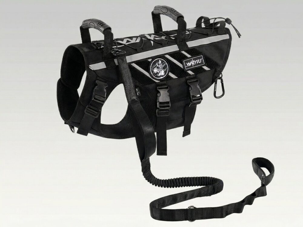 Outdoor Dog Harness – 900D Nylon Detachable Elastic Leash Reflective Dual Handles M/L/XL Hiking Walking | Traverseon