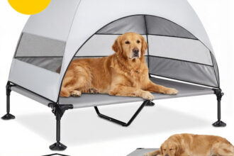 Erhöhtes Hundebett Outdoor Mit Uv-Beständiges Dach，Hundeliege