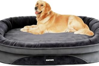 Orthopädisches Hundebett mit Nackenrolle Kissen, rutschfeste