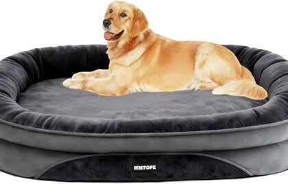 Orthopädisches Hundebett mit Nackenrolle Kissen, rutschfeste