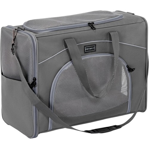 Hundetasche Flugzeug, Transportbox Katze, Hund, GRAU,