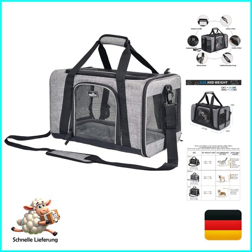 Wakytu Transportbox Hund Katze faltbar Grau