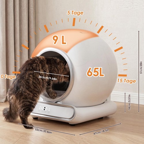 65L+9L Katzenklo Selbstreinigende Katzentoilette Automatisch Wifi