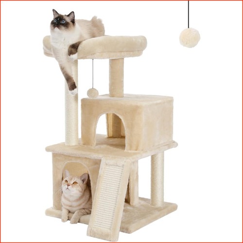 Katzenbaum Kratzbaum mit Sisal-Seil Plüsch Liege