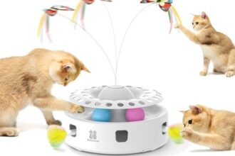 Katzenspielzeug Interaktiv 3-in-1 Feder Schmetterling Ballbahn