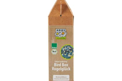 ARIES Bio-Vogelfutter "Birdbox Vogelglück" in wiederbefüllbarer Futterbox, 500 g
