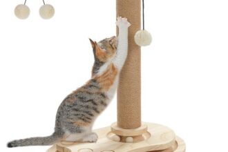 PETEPELA Katzenspielzeug Raketenform Sisal Kratzstamm Kugelbahn