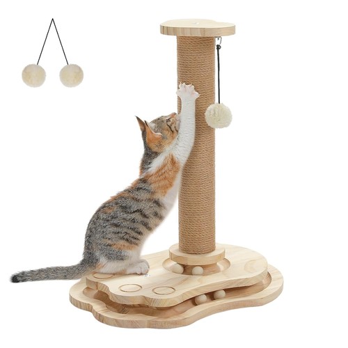 PETEPELA Katzenspielzeug Raketenform Sisal Kratzstamm Kugelbahn