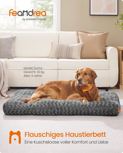 Feandrea Hundebett Plüsch Hundekissen orthopädisch waschbar