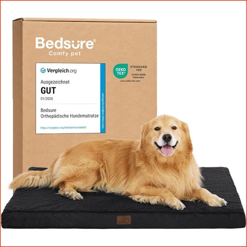 Hundebett Orthopädisch Flauschig Waschbar 112x81x7,6cm Schwarz