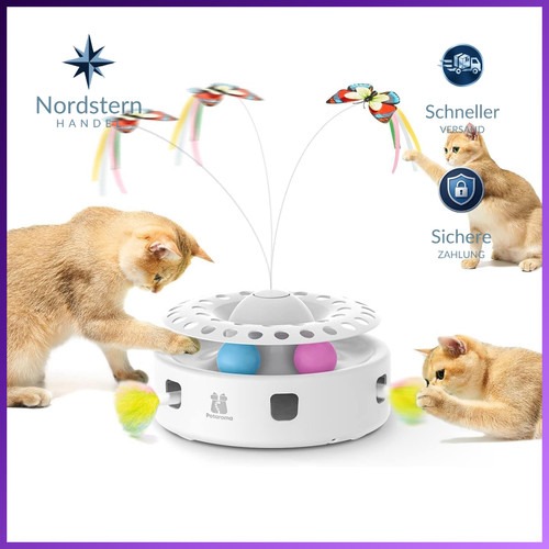 Interaktives Katzenspielzeug 3-in-1 Automatisches Federspiel Schmetterling