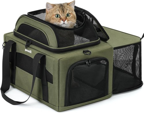 Transportbox Katze Faltbar Erweiterbar Grün Stabil