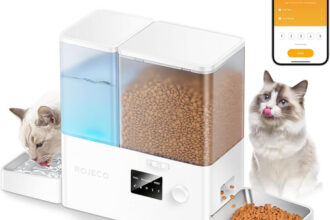ROJECO Futterautomat Katze Und Trinkbrunnen 2-In-1
