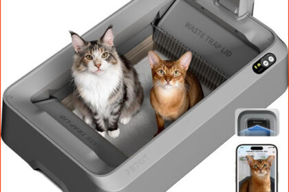 Katzentoilette Selbstreinigend Mit Kamera, AI-Gesundheitsüberwachung, Grau,