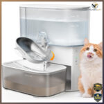 Trinkbrunnen Katze Kabellos 3,5L Weiß Edelstahl