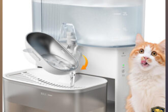 Trinkbrunnen Katze Kabellos 3,5L Weiß Edelstahl
