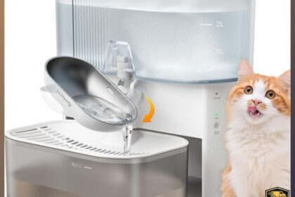 Trinkbrunnen Katze Kabellos 3,5L Weiß Edelstahl