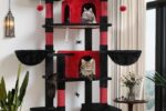 Kratzbaum F80 XXL Schwarz Rot Gothic