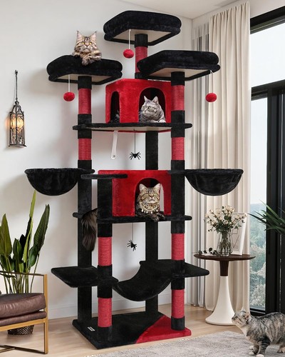 Kratzbaum F80 XXL Schwarz Rot Gothic