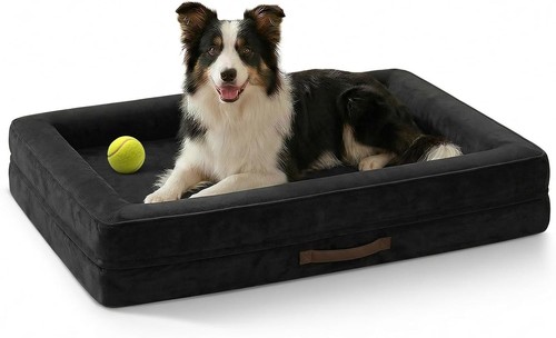 Schwarzes Hundebett für große Hunde, Orthopädisch,