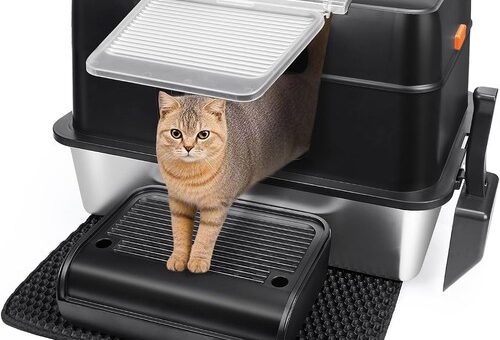 Katzentoilette Edelstahl mit Deckel XL Auslaufsicher