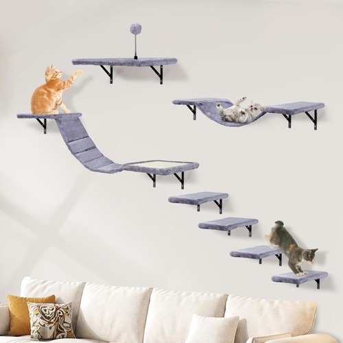Katzen Kletterwand Set Wandmontage Kratzbaum Hängematte