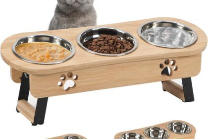 Futternapf Set 3er Erhöht Höhenverstellbar Edelstahl