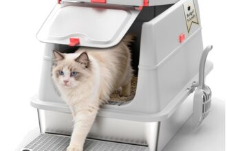 Elegante Edelstahl Katzentoilette 62 cm –