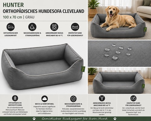HUNTER CLEVELAND Orthopädisches Hundesofa 100x70 cm