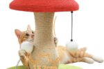 Katzenkratzbaum Pilz 100% Sisal mit Pompons