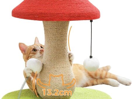 Katzenkratzbaum Pilz 100% Sisal mit Pompons
