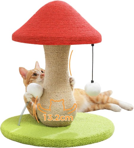 Katzenkratzbaum Pilz 100% Sisal mit Pompons