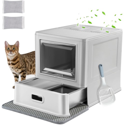 Katzentoilette Edelstahl geschlossen Geruchsfrei mit Deckel