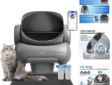 M1 Plus Katzenklo selbstreinigend, offenes Design,