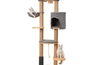 Katzenkratzbaum 188Cm Grau Wandmontage 5 Ebenen