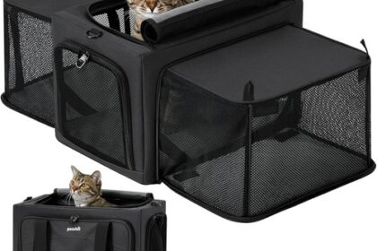 Transportbox Katze Erweiterbar Dunkelgrau für Kleine