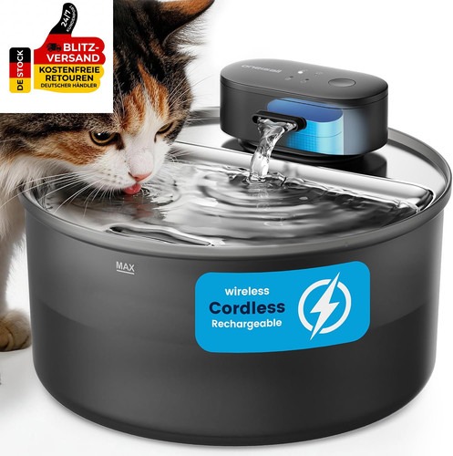 Oneisall Katzenbrunnen Kabellos 3.2L, Trinkbrunnen Für
