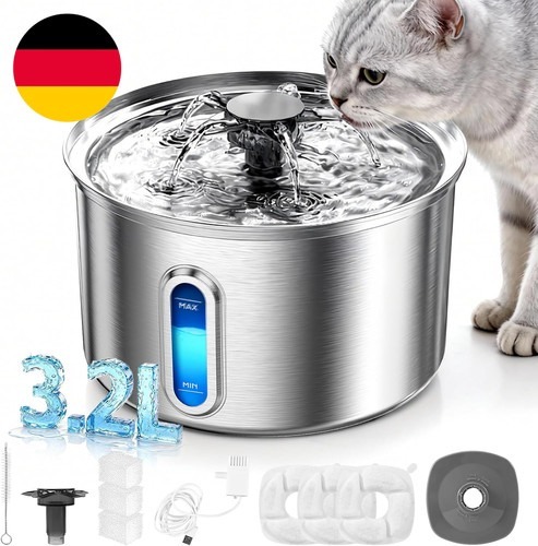 Katzenbrunnen Edelstahl 3,2L/108Oz Trinkbrunnen Für Katze